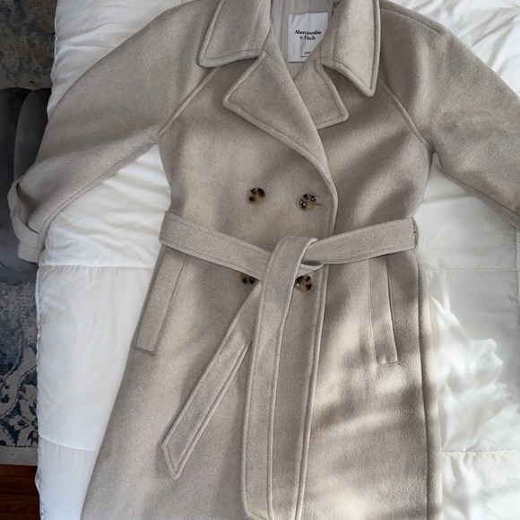 Abercrombie & Fitch Trench Coat Long Wool Blend - Picture 7 of 12